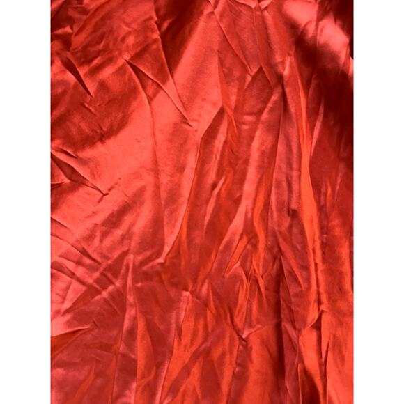 Vintage Y2K Cache Silk Ruched Dress 4 Burnt Orange Rust Asymmetric Fairy Halter - Picture 12 of 16
